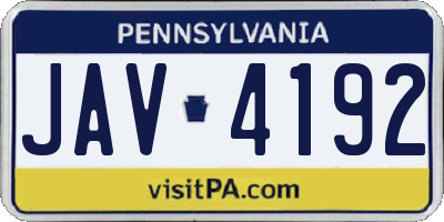 PA license plate JAV4192