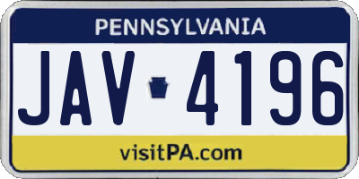PA license plate JAV4196