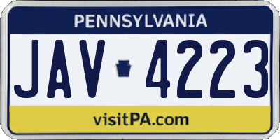 PA license plate JAV4223