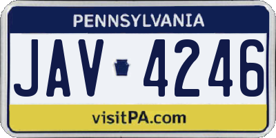 PA license plate JAV4246