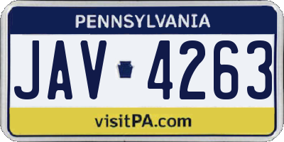 PA license plate JAV4263