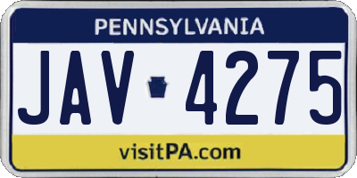PA license plate JAV4275