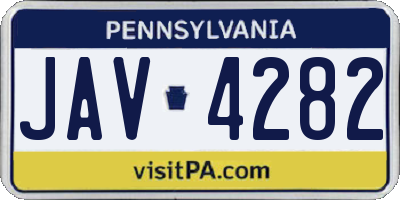 PA license plate JAV4282