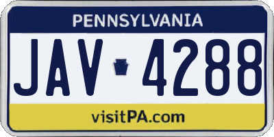 PA license plate JAV4288