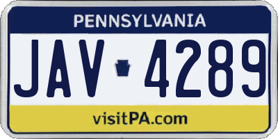 PA license plate JAV4289