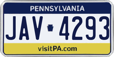 PA license plate JAV4293