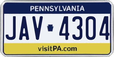PA license plate JAV4304