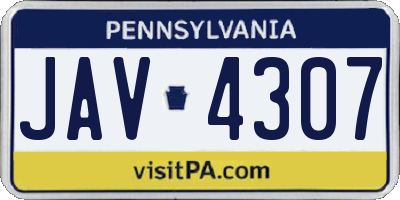 PA license plate JAV4307