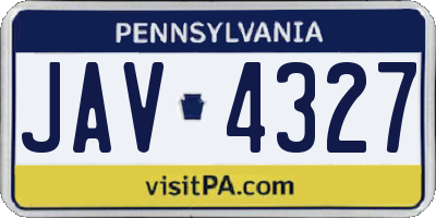 PA license plate JAV4327