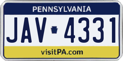 PA license plate JAV4331