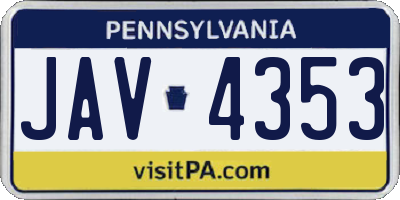 PA license plate JAV4353