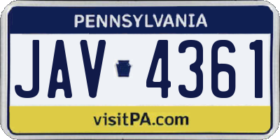PA license plate JAV4361