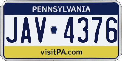 PA license plate JAV4376