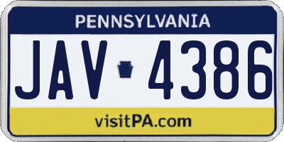 PA license plate JAV4386