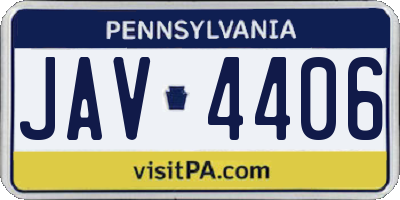 PA license plate JAV4406