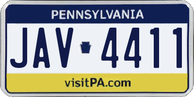PA license plate JAV4411