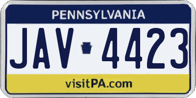 PA license plate JAV4423