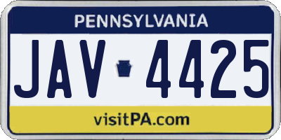 PA license plate JAV4425
