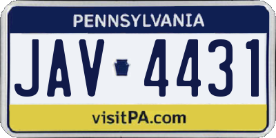 PA license plate JAV4431