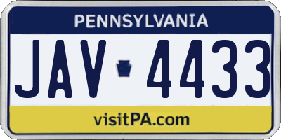 PA license plate JAV4433