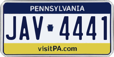 PA license plate JAV4441