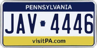 PA license plate JAV4446