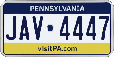PA license plate JAV4447