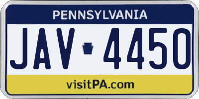 PA license plate JAV4450