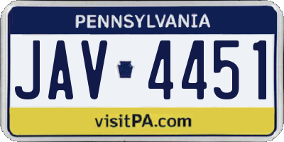 PA license plate JAV4451