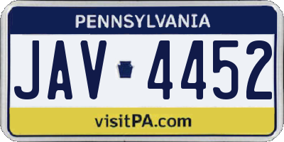 PA license plate JAV4452