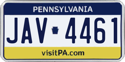 PA license plate JAV4461