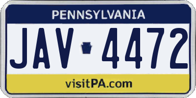 PA license plate JAV4472