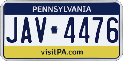 PA license plate JAV4476