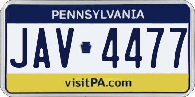 PA license plate JAV4477