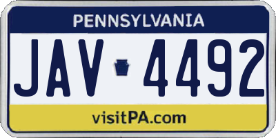 PA license plate JAV4492