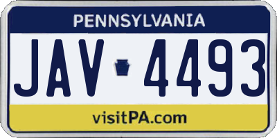 PA license plate JAV4493