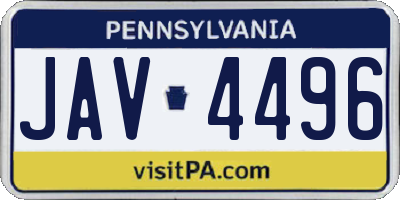 PA license plate JAV4496