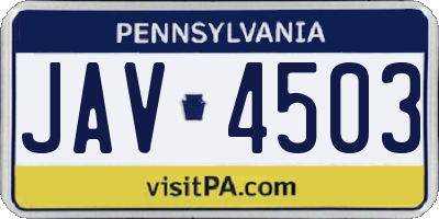 PA license plate JAV4503