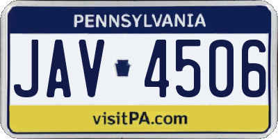 PA license plate JAV4506