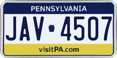 PA license plate JAV4507