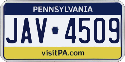 PA license plate JAV4509