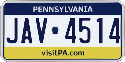 PA license plate JAV4514