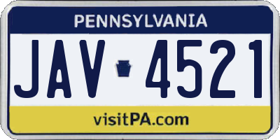 PA license plate JAV4521