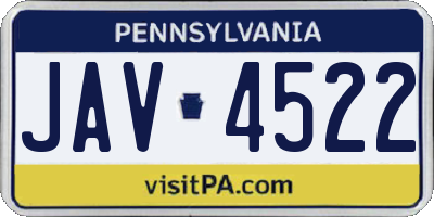 PA license plate JAV4522