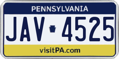 PA license plate JAV4525
