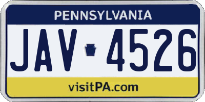 PA license plate JAV4526