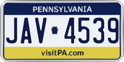 PA license plate JAV4539