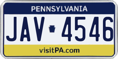 PA license plate JAV4546