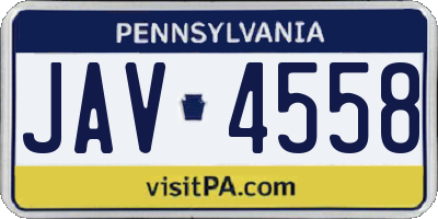 PA license plate JAV4558