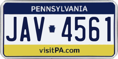 PA license plate JAV4561